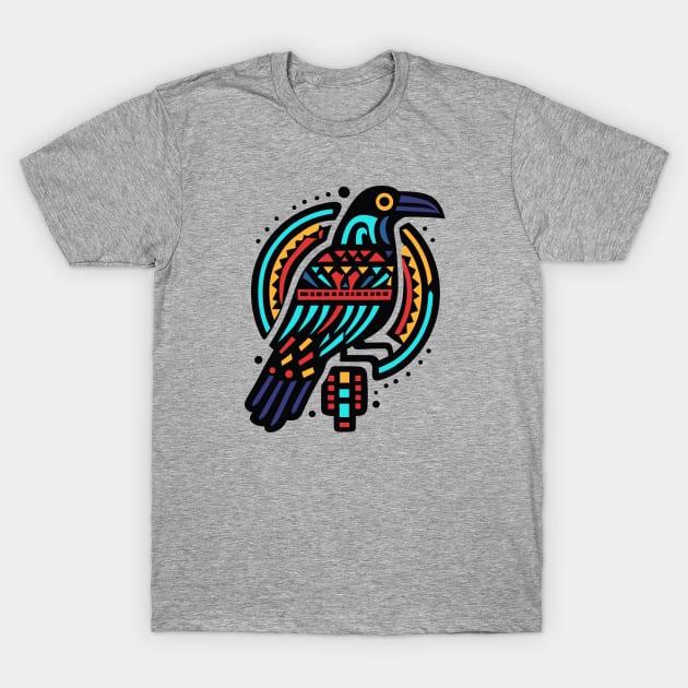 Raven Bird, Aztec Tribal Design T-Shirt by ravensart